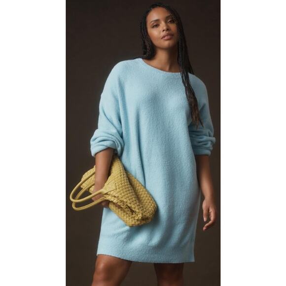 Daily Practice by Anthropologie Long Sleeve Sweater Mini Dress Sky Blue Small - Picture 1 of 8